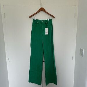 Zara High Rise Full Length Green Denim. Size 36.